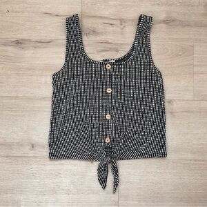 Caution to the Wind Black and White Cropped Tank Top